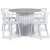Empire spisegruppe 105 cm inkl. 4 Dalsland hvide stole - Slv Diana marmor / Hvid lamel trfod