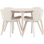 Spisebord Flora med 4 Lilja stole - Beige/hvidmalet